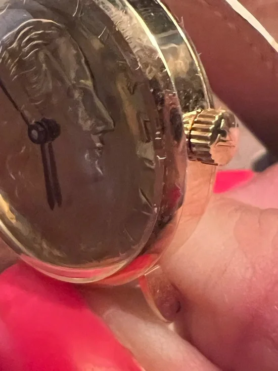 Vicence Italy 14KT Gold Milor Coin Dial Watch Leather Strap Vintage - Picture 4 of 8